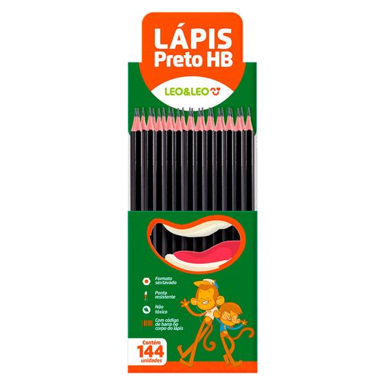 Imagem de Lápis Preto Hb Caixa Com 144 Unidades Sextavado Com Ponta Resistente - Leo E Leo