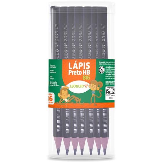 Imagem de Lápis Preto Jumbo Léo e Léo HB 17,5CM Triangular Pote 36
