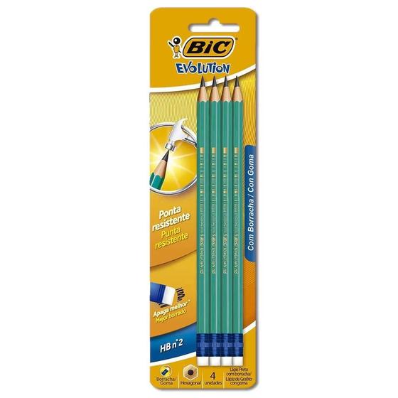 Imagem de Lápis Preto Nº 02 Com Borracha Bic Evolution Kit C/4 Un Hexa