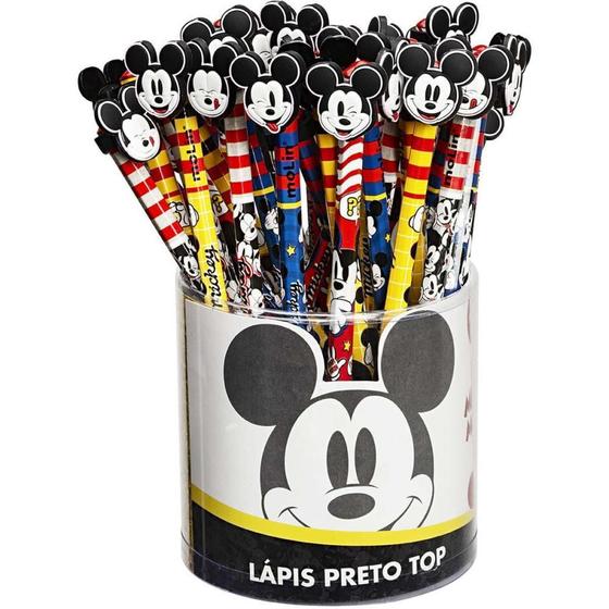 Imagem de Lápis Preto Redondo Decorado Mickey com Borracha Ponteira - Pote com 36 Unidades