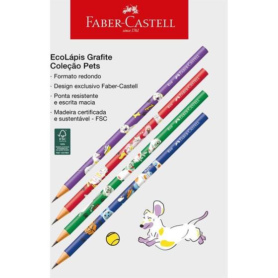 Imagem de Lapis preto redondo decorado pets 4modelos faber-castell