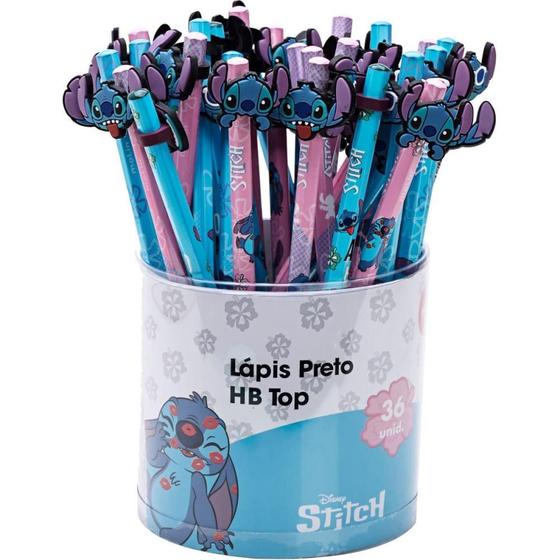 Imagem de Lápis Preto Redondo Decorado STITCH TOP HB com Borracha - Pote com 36 - Molin