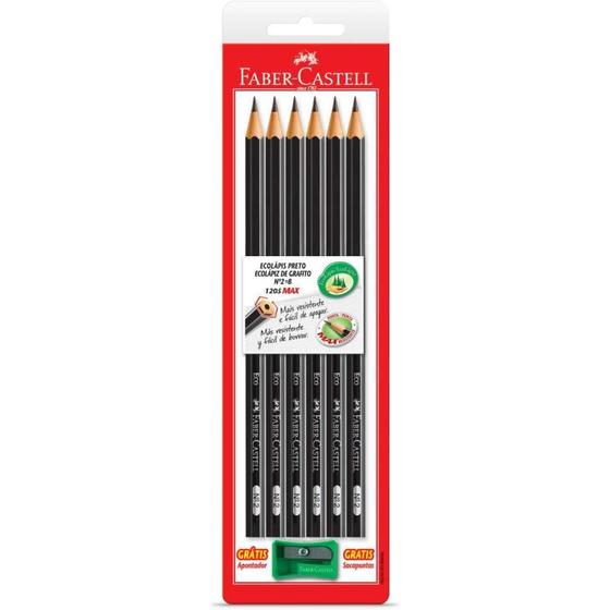 Imagem de Lápis Preto Sextavado 1205 MAX N2B com Apontador - Blister com 6