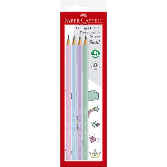 Imagem de Lápis Preto Triangular Ecolápis 1205 MAX Pastel - 4 Cores - Blister com 4