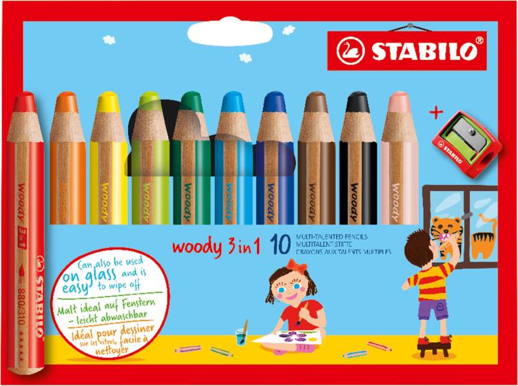 Imagem de Lápis STABILO woody 3 em 1 Multi-Talent - Pacote com 10 Apontadores