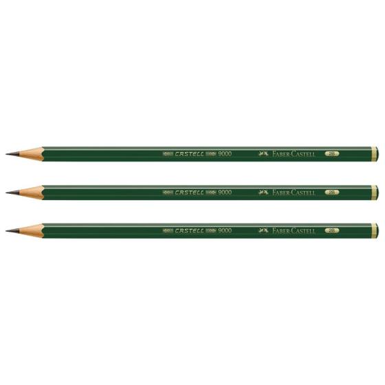 Imagem de Lápis Técnico Grafite Faber Castell 9000 2B C/ 03