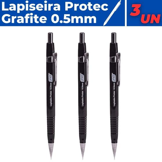 Imagem de Lapiseira 0.5mm Grafite Ponta Fina Escolar Escritório Kit Com 3 UN