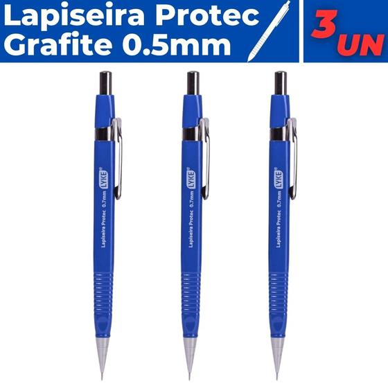 Imagem de Lapiseira 0.7mm Escolar Escritório Protec Kit Com 03 Unidades