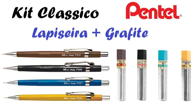 Imagem de Lapiseira Pentel Sharp Tradicional 0,3 0,5 0,7 0,9 + Grafite