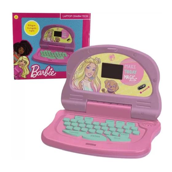 Imagem de Laptop Charm Tech Infantil Bilíngue Barbie Rosa Candide 1853