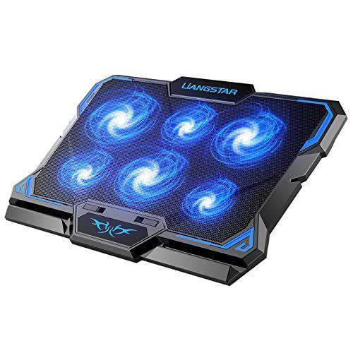 Imagem de Laptop Cooling Pad, Laptop Cooler com 6 Ventiladores Silenciosos Led para suporte de ventilador de resfriamento portátil de 15,6-17 polegadas, portátil ultra slim USB Powered Gaming Laptop Cooling Pad, Função de velocidade do ventilador de controle do