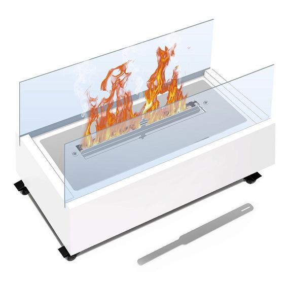 Imagem de Lareira ecológica portátil com vidros e rodinhas álcool 45cm