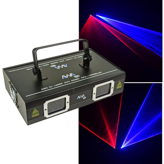 Imagem de Laser DJ DUO 650mW Azul + Vermelho DMX -  AWA