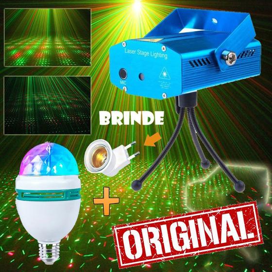 Imagem de Laser Led Projetor Holográfico Luz + Lampada Giratória Strobo Bola Maluca Efeitos Iluminação Festa Natal Balada