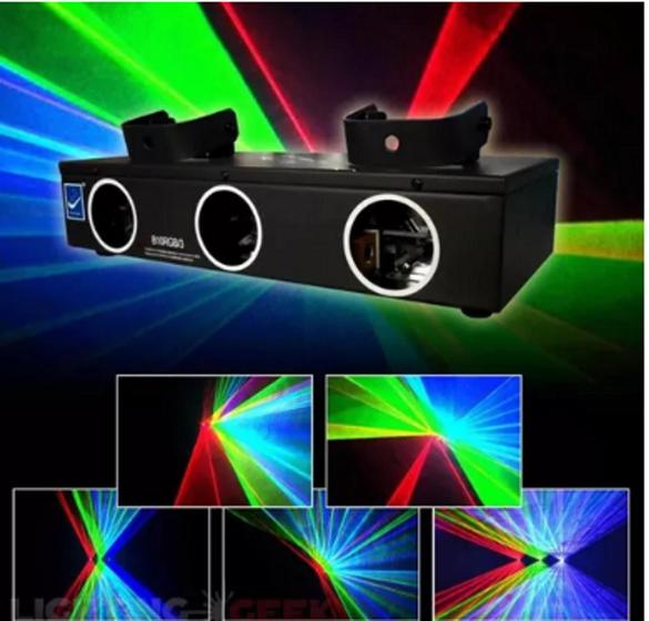 Imagem de Laser Rgb 3 Saidas Raios 550mw Dmx Áudio Rítmico Bivolt