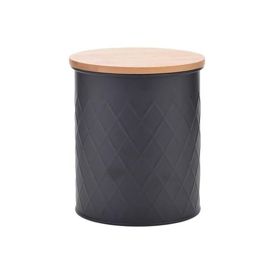 Imagem de Lata com Tampa Bambu Diamond Preta 12x14x12Cm Metal