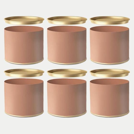 Imagem de Lata de papel Cartão e Metal Rose Gold para Bombons Lembrancinhas Surpresas 7x10cm 6Un