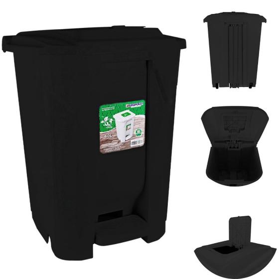 Imagem de Latão de Lixo Lixeira Grande com 2 Aberturas Pedal e Rodas Área Interna Externa