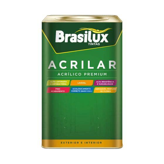 Imagem de Látex acrílico premium acrilar 18l brasilux pintura para parede