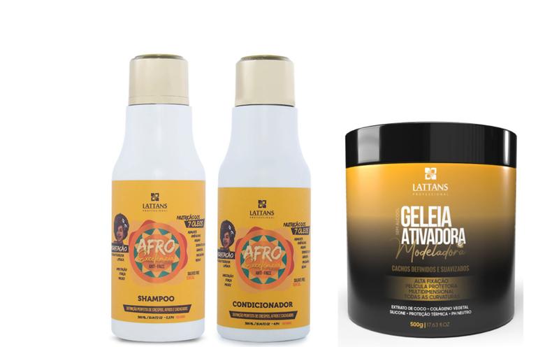 Imagem de Lattans Afro Excelência Shampoo e Condicionador + Geléia Ativadora de Cachos