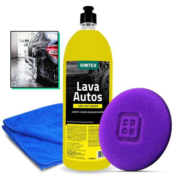 Imagem de Lava Autos Vonixx 1,5L Shampoo Automotivo Vintex Aplicador Zacs Pano Microfibra