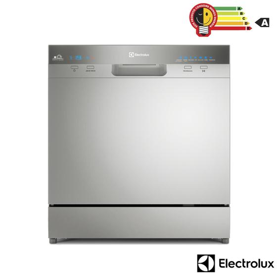 Imagem de Lava-Louças Electrolux Inox com 08 Serviços, 07 Programas de Lavagem e Painel Blue Touch - LL08S