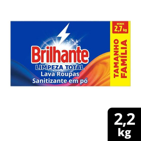 Imagem de Lava-Roupas em Pó Brilhante Roupas Brancas e Coloridas Limpeza Total 2,2kg