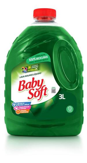 Lava Roupas Líquido Baby Soft Total Max 3l Verde Menor preço em Lava Roupas Líquido Baby Soft Total Max 3l Verde