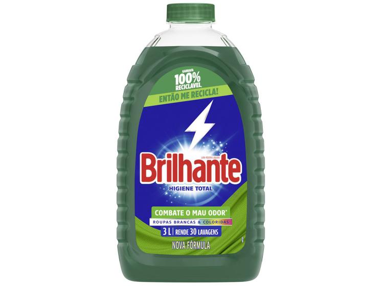 Lava Roupas Líquido Brilhante Higiene Total 3L Imagem de Lava Roupas Líquido Brilhante Higiene Total 3L