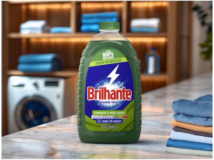 Lava Roupas Líquido Brilhante Higiene Total 3L