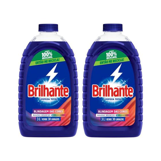Imagem de Lava Roupas Líquido Brilhante Limpeza Total - Blindagem da Cores - 3lts - Kit com 02 unidades