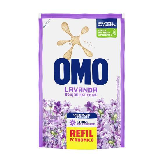 Imagem de Lava Roupas Líquido Omo Lavanda Sachê Refil Econômico 900ml