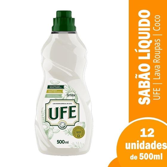 Imagem de Lava Roupas Líquido UFE  Coco 500ml - 12 Unidades
