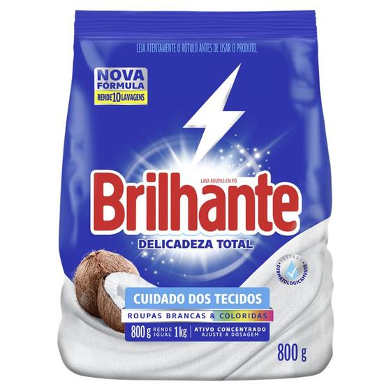 Lava-Roupas Pó Roupas Brancas e Coloridas Brilhante Delicadeza Total Pacote 800g Menor preço em Lava-Roupas Pó Roupas Brancas e Coloridas Brilhante Delicadeza Total Pacote 800g