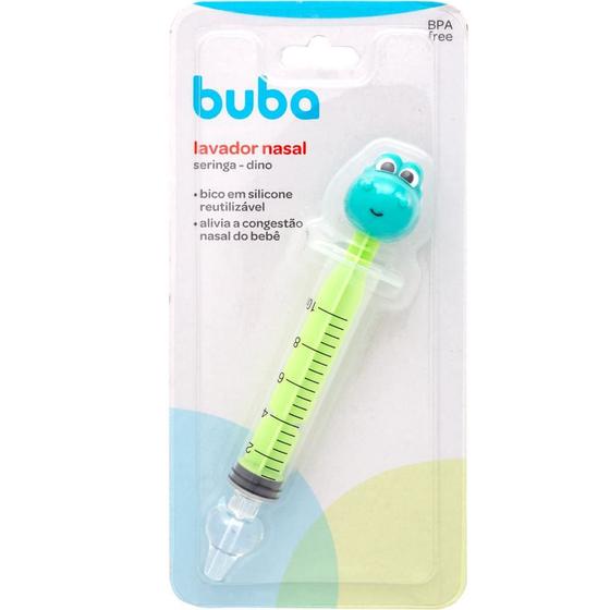 Imagem de Lavador Nasal Seringa 10ml Bico Silicone Buba Dino Verde