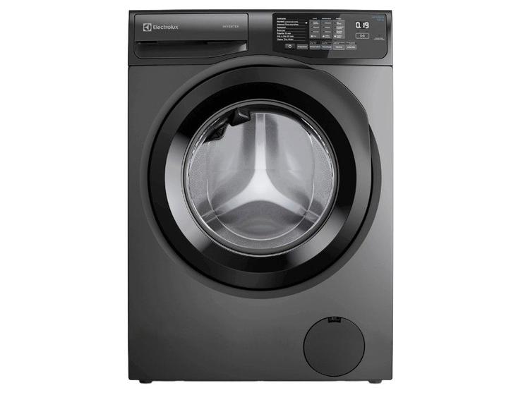 Lavadora de Roupas Electrolux Inverter 12kg Cesto Inox 8 Programas de Lavagem Água Quente Cinza Ônix LFC12
