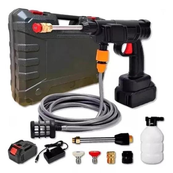 Lavadora sem fio portatil alta pressão pistola de agua gatilho kit completo recarregavel com maleta Menor preço em Lavadora sem fio portatil alta pressão pistola de agua gatilho kit completo recarregavel com maleta