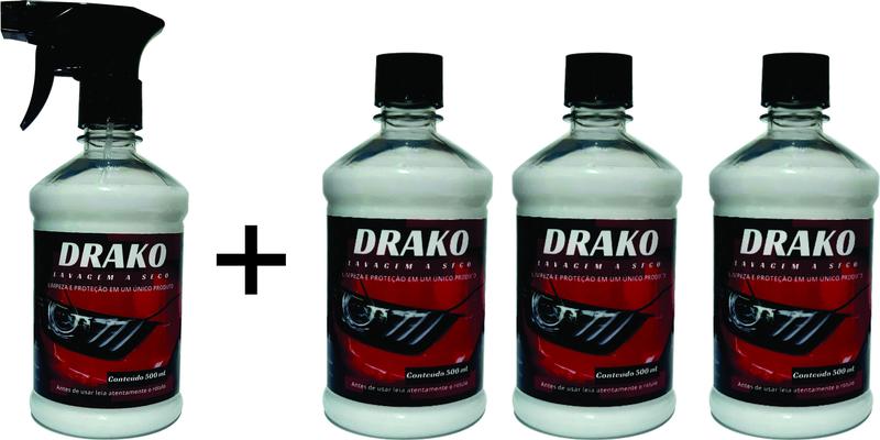 Imagem de Lavagem a Seco Automotiva Drako - 500ml com borrifador e 3 x 500ml refil