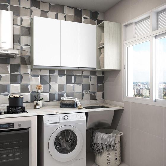Imagem de Lavanderia 2 Peças Lis Crema Com Branco Mat Crema Com Branco