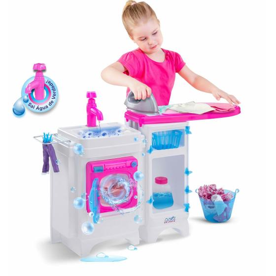 Imagem de Lavanderia Lava Passa com Acessórios Infantil Sai Água de Verdade Magic Toys 8042