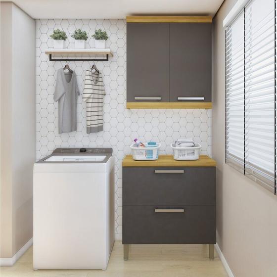 Imagem de Lavanderia Modulada com Balcão 2 Portas e Armário Aéreo 100% Mdf Burguesa