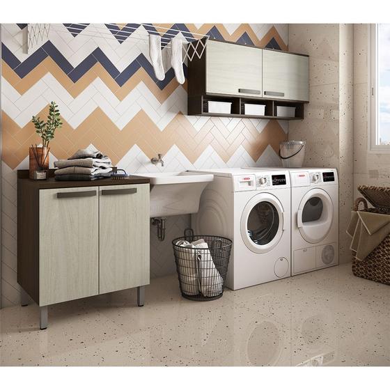 Imagem de Lavanderia Sara 2 Peças Castanho com Legno Crema Luciane Móveis