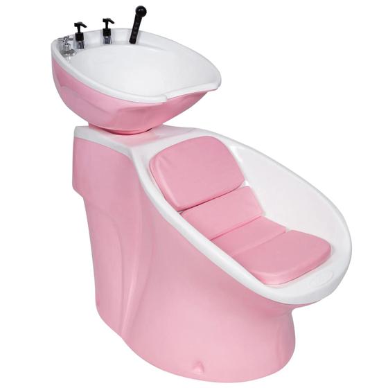 Imagem de Lavatório para Salão Neon com porta Shampoo cuba móvel Branco com Rosa Claro
