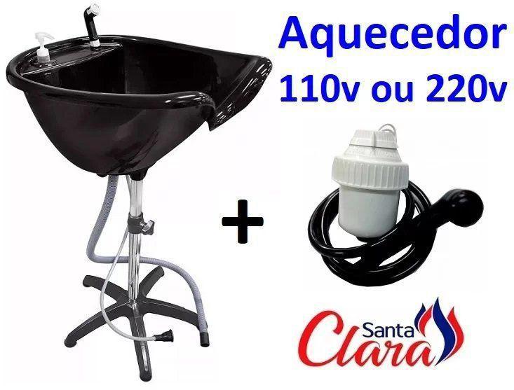 Lavatório Portátil Preto com Aquecedor 110v ou 220v e Pés com Rodinhas para Cabeleireiro - Santa Clara Menor preço em Lavatório Portátil Preto com Aquecedor 110v ou 220v e Pés com Rodinhas para Cabeleireiro - Santa Clara