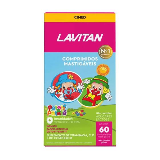 Imagem de Lavitan Kids vitamina infantil com 60 comprimidos mastigáveis sabor tuti frutti