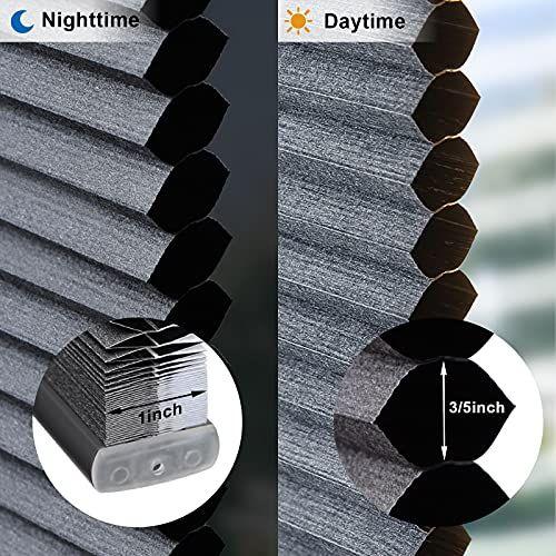 Imagem de LazBlinds Cordless Cellular Shades No Tools No Drill Blackout Cellular Blinds for Window Size 36" W x 64" H, Midnight Preto