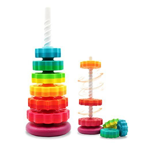 Imagem de LBAIBB (1 PCS) Brinquedos de Empilhamento Giratório, Brinquedos Spin ABS Plástico e Color Rainbow Design, Foco em Crianças Brinquedos de Pilha educacional e interativa, adequados para presentes para meninos e meninas