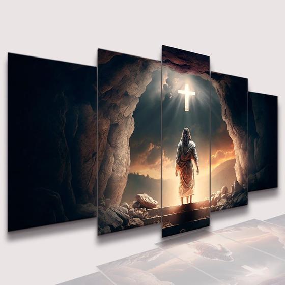 Imagem de lConjunto Quadro Decorativo Mosaico Com Foto Personalizado Jesus Cristo    PVC Decoração para Sala de Jantar Quarto Casal