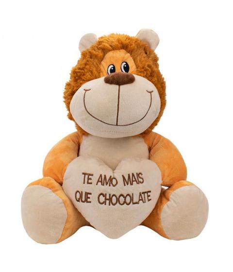 Imagem de Leão Sentado Te Amo Mais Que Chocolate 27cm - Pelúcia