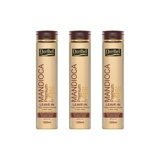 Imagem de Leave-In Ouribel Mandioca 320Ml - Kit Com 3Un